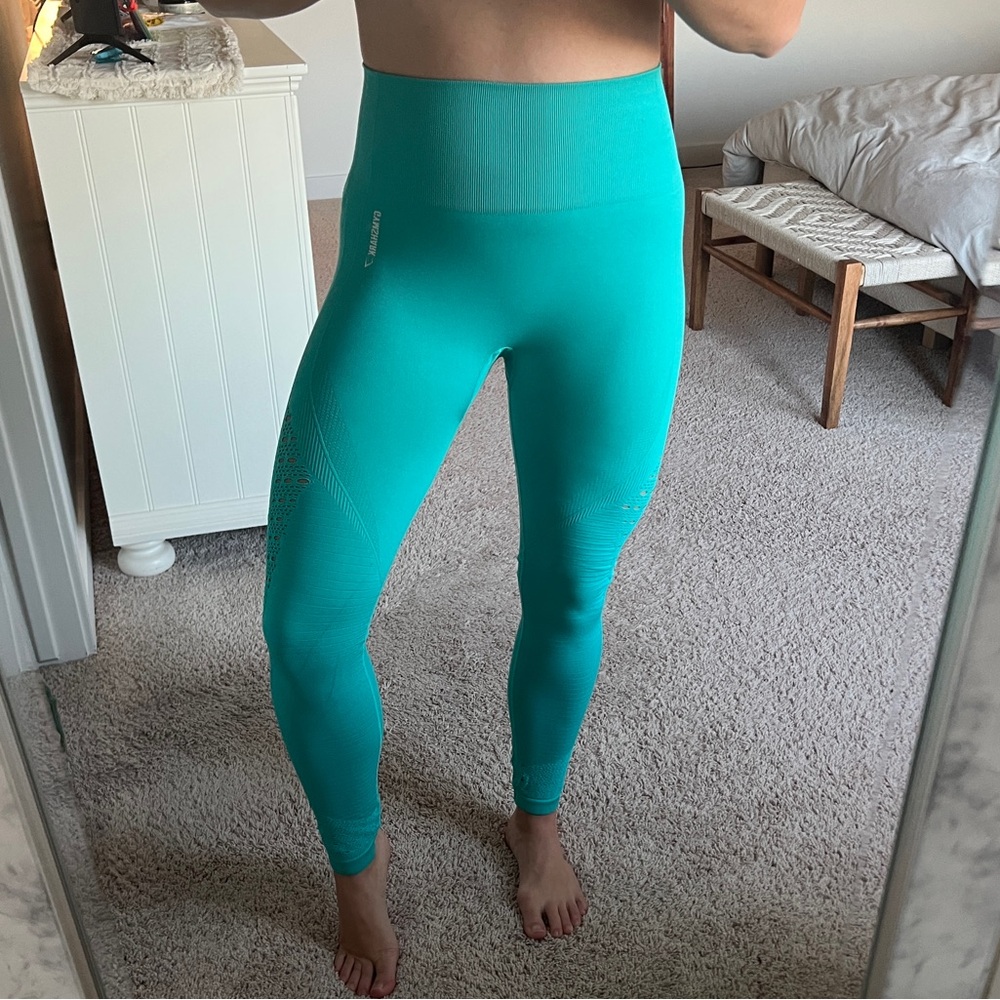 Gymshark Turquoise Blue Seamless Leggings | Women’s High Waist Workout Tights